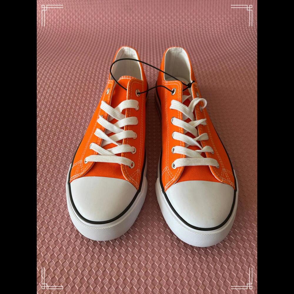 Orange Canvas Sneakers – Casual Shoes, Unisex, Size 11